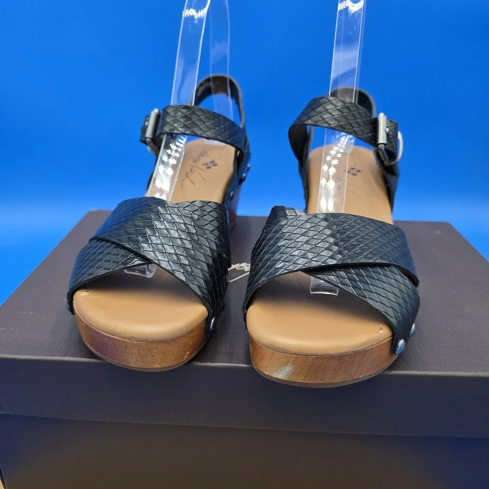 Patricia Nash Gigi Black Leather Clog Sandal Women's US‎ 7 EU 37 w/original box